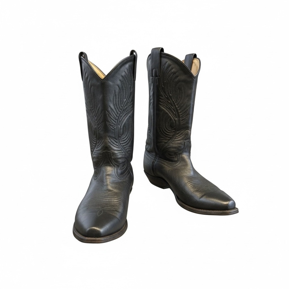 Vintage Abilene Black‎ Leather Western Cowboy Boots Women's Size 6M USA Made